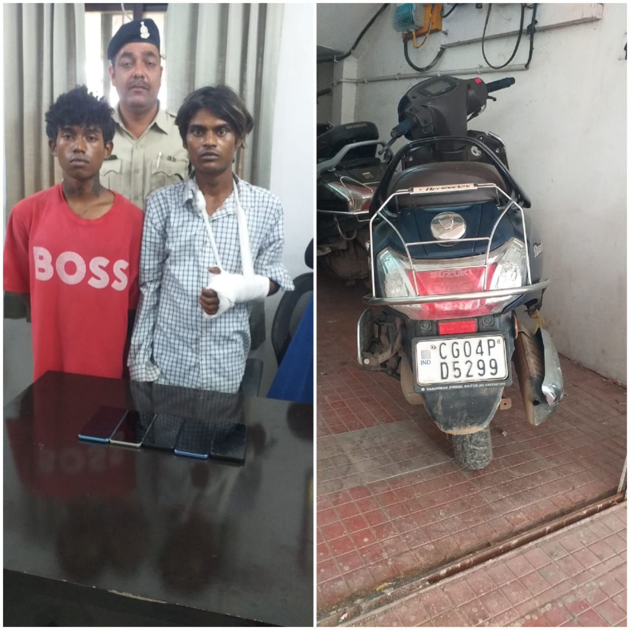 मोबाइल झपटमार गिरोह के दो युवक गिरफ्तार, 5 फोन व बाइक बरामद