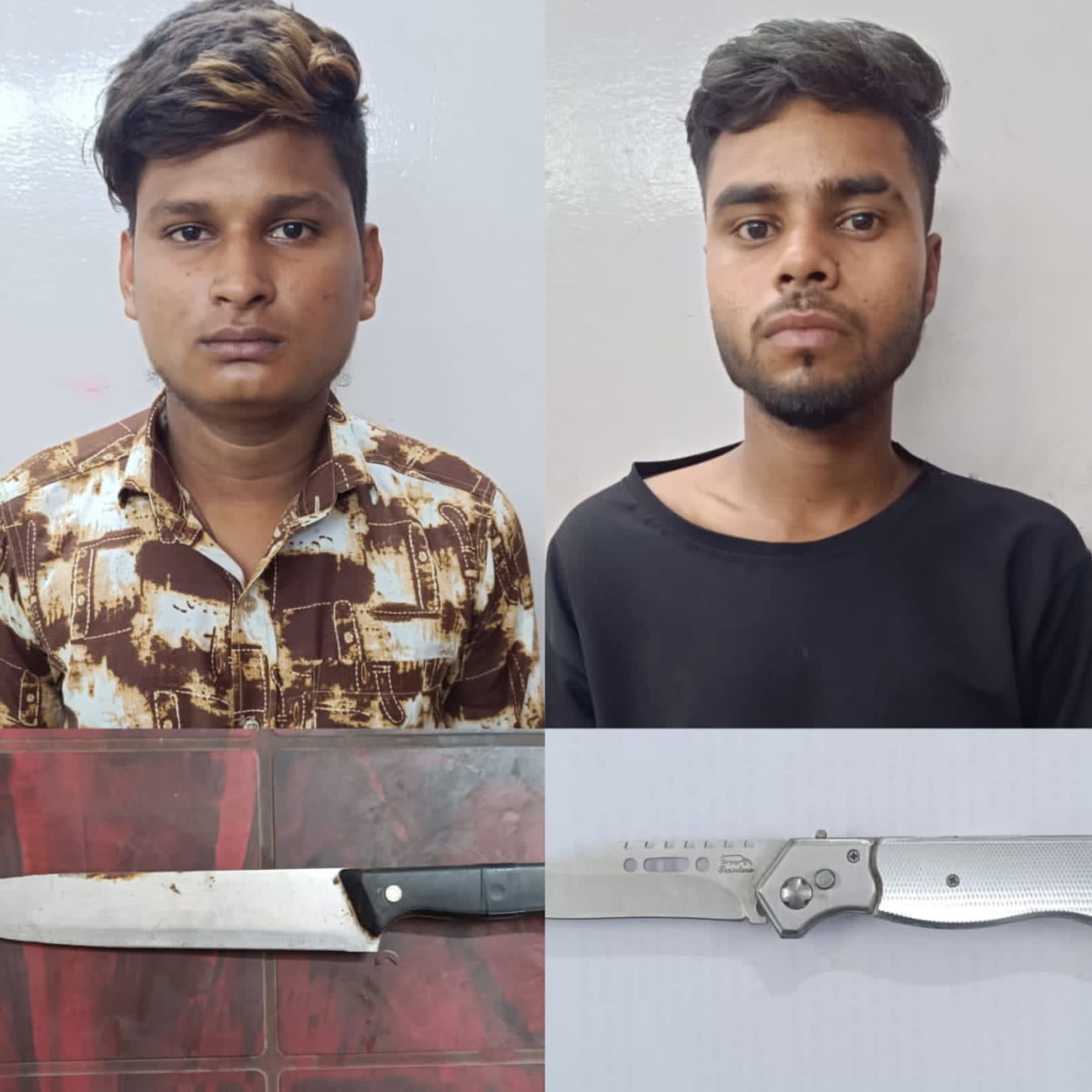 चाकू लहराते दो युवक गिरफ्तार