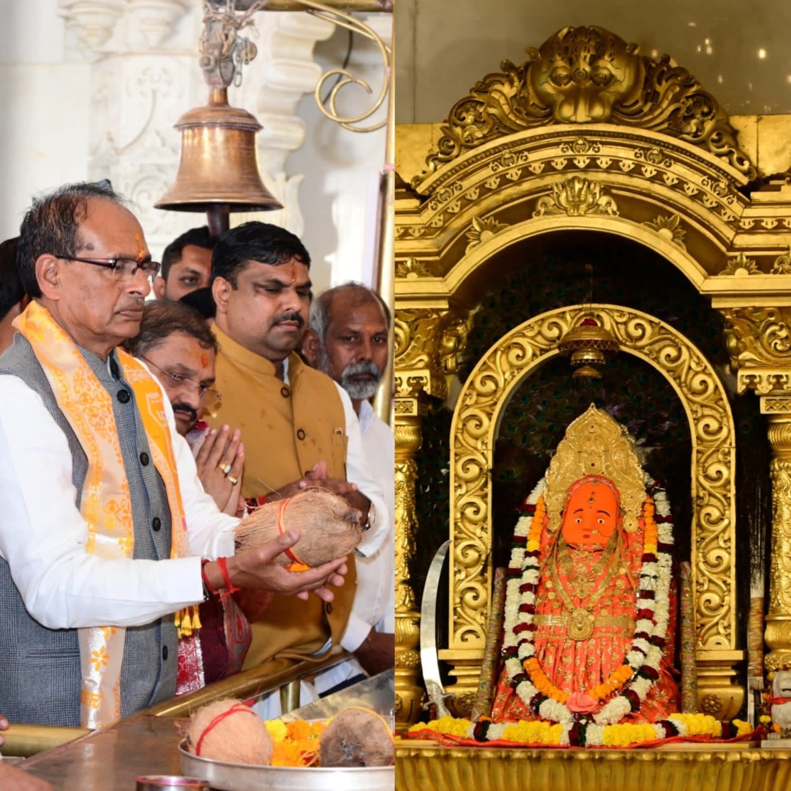 केन्द्रीय कृषि एवं किसान कल्याण मंत्री श्री शिवराज सिंह चौहान ने मां बम्लेश्वरी मंदिर पहुंचकर पूजा-अर्चना की